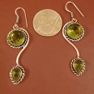 New simulated peridot sterling silver dangle earrings